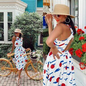 NWT Modcloth White Printed Sweet Sunrise Asymmetrical Wrap Midi Dress